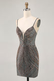 Bodycon Beaded Black Homecoming Dress