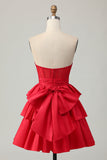 Corset Green A Line Tiered Beaded Strapless Homecoming Dress with Bow