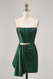 Fuchsia Bodycon Cut-Out Strapless Homecoming Dress With Drape