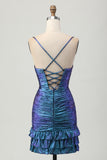 Dark Blue Bodycon Ruched Cut-Out Homecoming Dress