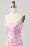 Floral Pink Off the Shoulder Homecoming Dress with Detachable Sleeves