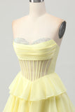 Corset Sweetheart A Line Green Homecoming Dress with Beading