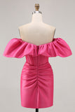 Fuchsia Off The Shoulder Corset Bodycon Homecoming Dress