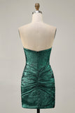 Strapless Golden Bodycon Homecoming Dress With Appliques