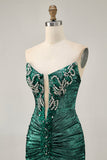 Strapless Golden Bodycon Homecoming Dress With Appliques