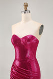 Sparkly Fuchsia Sweetheart Bodycon Homecoming Dress