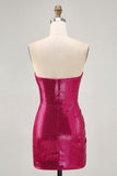 Coffee Strapless Ruched Sequined Bodycon Homecoming Dress