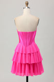 Strapless Corset A Line Tiered Yellow Homecoming Dress
