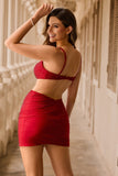 Stylish Beaded Cut-Out Bodycon Red Homecoming Dress