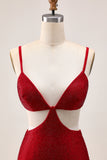 Stylish Beaded Cut-Out Bodycon Red Homecoming Dress