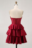 Corset A Line Strapless Tiered Beaded Green Homecoming Dress