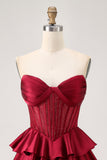 Corset A Line Strapless Tiered Beaded Green Homecoming Dress