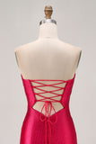 Burgundy Beaded Strapless Cut Out Bodycon Homecoming Dress