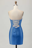 Fuchsia Strapless Cut Out Beaded Bodycon Homecoming Dress