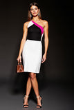Black Bodycon One Shoulder Cocktail Dress