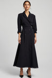Navy A Line V-Neck Work Dress with 3/4 Sleeves