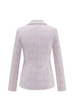 Light Pink 2-Piece Tweed Notched Lapel Mini Skirt Suit