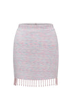 Light Pink 2-Piece Tweed Notched Lapel Mini Skirt Suit
