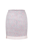 Light Pink 2-Piece Tweed Notched Lapel Mini Skirt Suit