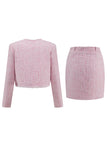 Pink Tweed Bodycon 2 Piece Mini Dress