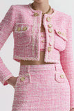 Pink Tweed Bodycon 2 Piece Mini Dress