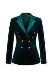 Dark Green 2-Piece Velvet Double Breasted Women Prom Suits