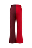 Red Colorblock 2 Piece Slim Fit Notched Lapel Women Suits With Belt