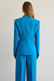 Blue Single Breasted Peak Lapel 2 Piece Business Suits