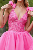 Corset Pink Appliqued A Line Homecoming Dress