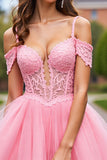 Appliqued Cold Shoulder Blush Corset Homecoming Dress