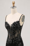 Black Sheer Corset Cut Out Bodycon Homecoming Dress with Sequins