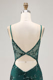 Bodycon Dark Green Cut Out Corset Homecoming Dress with Sequins