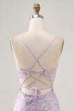 Lilac Sequin Bodycon Corset Homecoming Dress