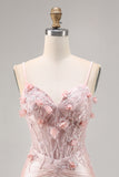 Corset Tight Pink Homecoming Dress with 3D Flowers