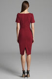 Navy Asymmetrical Ruched Midi Dress