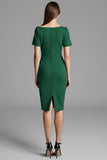 Navy Asymmetrical Ruched Midi Dress
