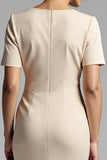 Ruched Champagne Bodycon Midi Dress