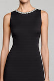 Black A Line Round Neck Maxi Dress