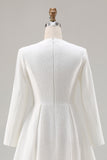 Ivory A-Line Midi Work Dress with Long Sleeves