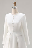 Ivory A-Line Midi Work Dress with Long Sleeves