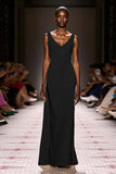 Simple Ivory V-Neck Sheath Long Evening Dress