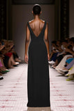 Simple Ivory V-Neck Sheath Long Evening Dress