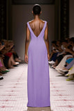 Simple Ivory V-Neck Sheath Long Evening Dress
