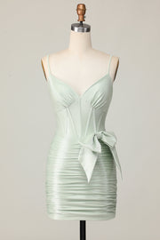 Sage Bodycon Corset Homecoming Dress with Bow