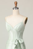 Sage Bodycon Corset Homecoming Dress with Bow