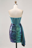 Metallic Green Corset Ruched Bodycon Homecoming Dress