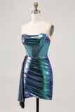 Metallic Green Corset Ruched Bodycon Homecoming Dress