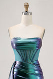 Metallic Green Corset Ruched Bodycon Homecoming Dress
