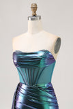 Metallic Green Corset Ruched Bodycon Homecoming Dress