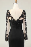 Elegant Black Mermaid V-Neck Mother Of The Bride Dress with Sequins